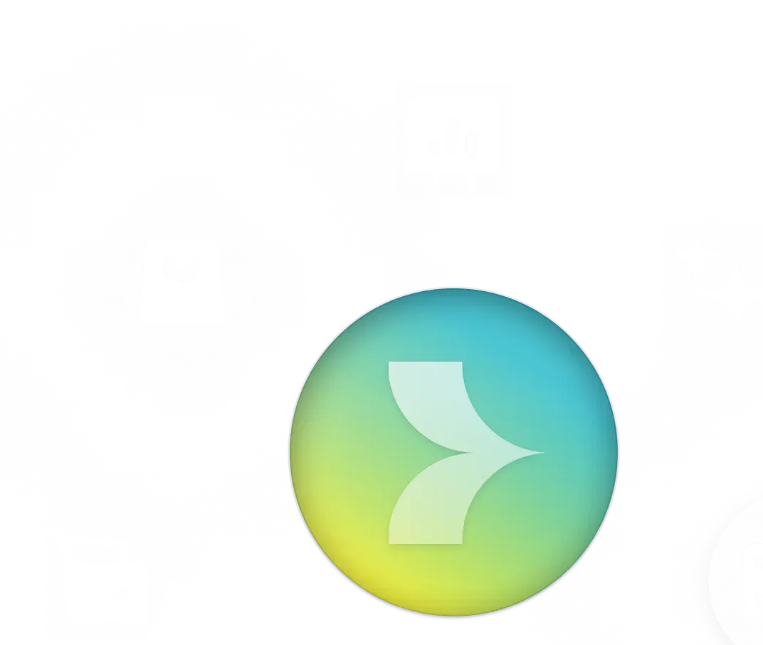 Diagram showing interconnected marketing apps and a prominent forward arrow, symbolizing growth.